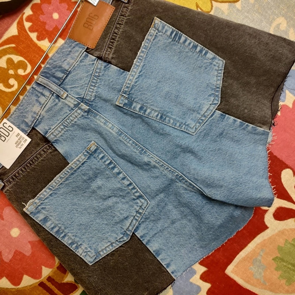 BDG Pax High Rise Denim Shorts Color Block Urban Outfitters Size 29 - Picture 12 of 12